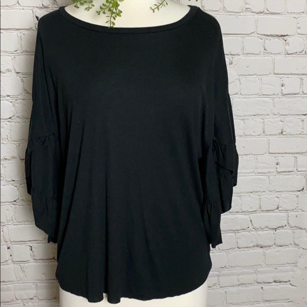 Sanctuary black tiered ruffle sleeve top